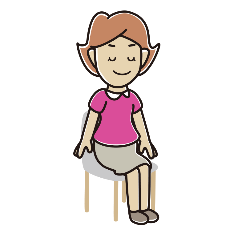 椅子で目を閉じる女性のイラスト【色あり、背景なし】透過PNG