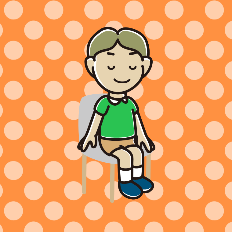 椅子で目を閉じる小学生男子のイラスト【色、背景あり】PNG
