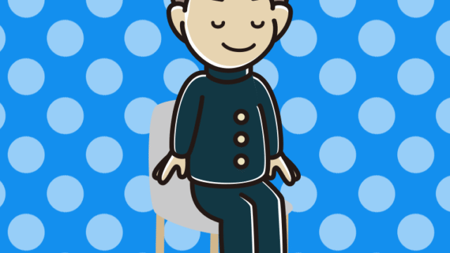 椅子で目を閉じる男子中学生のイラスト【色、背景あり】PNG