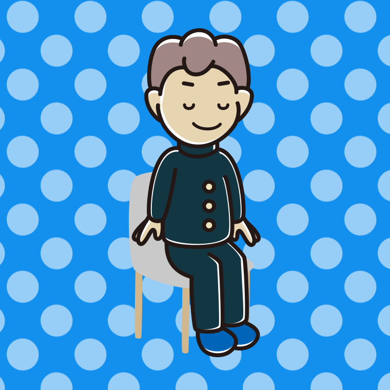 椅子で目を閉じる男子中学生のイラスト【色、背景あり】PNG