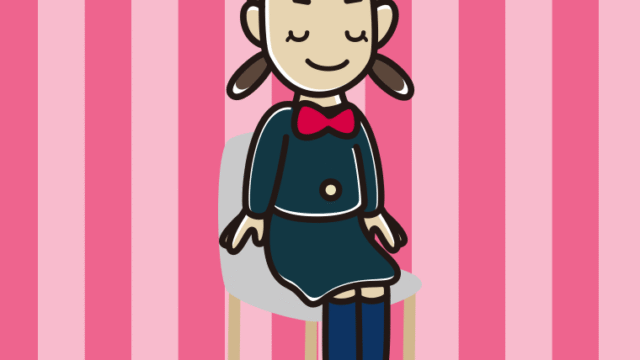 椅子で目を閉じる女子中学生のイラスト【色、背景あり】PNG