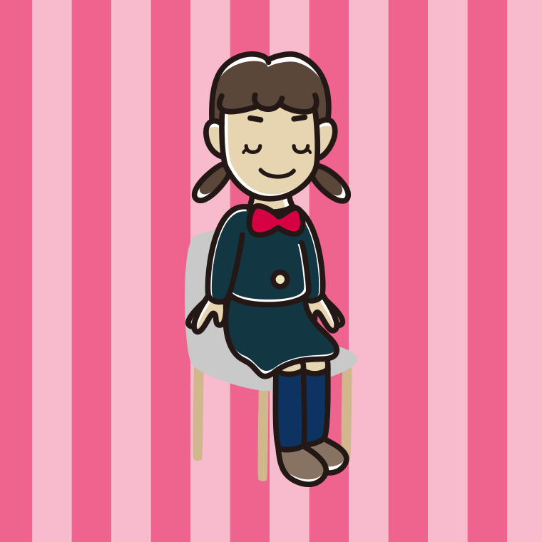 椅子で目を閉じる女子中学生のイラスト【色、背景あり】PNG