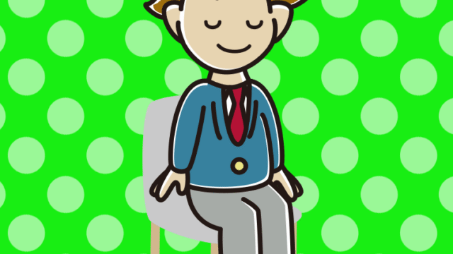 椅子で目を閉じる男子高校生のイラスト【色、背景あり】PNG