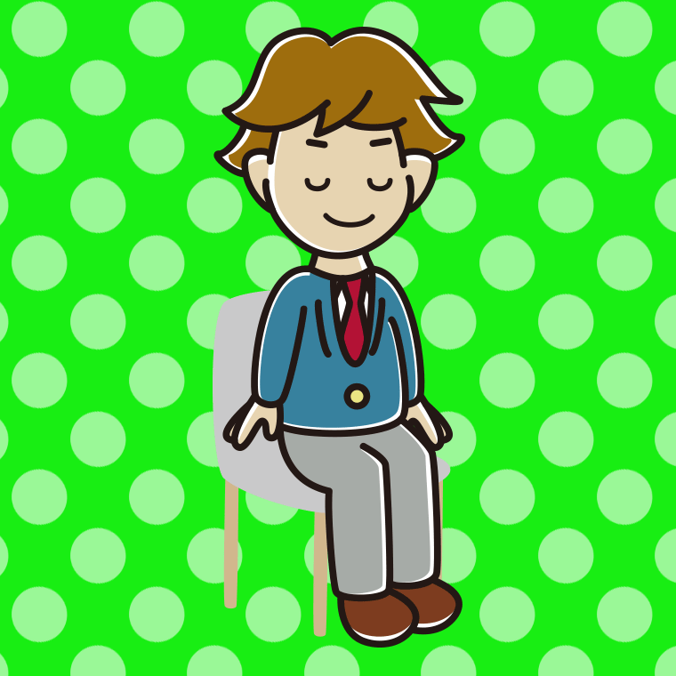 椅子で目を閉じる男子高校生のイラスト【色、背景あり】PNG
