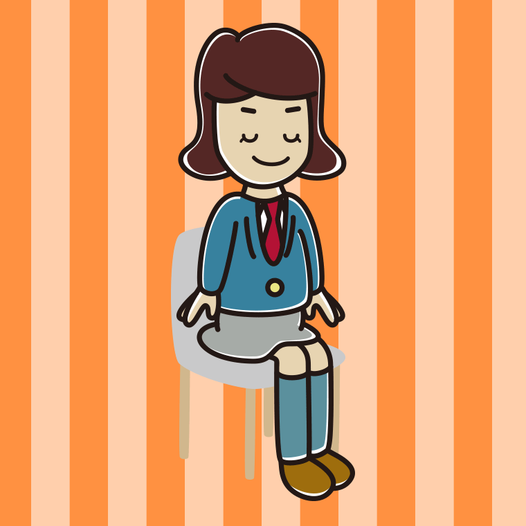 椅子で目を閉じる女子高校生のイラスト【色、背景あり】PNG