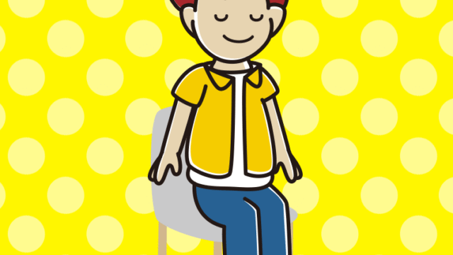 椅子で目を閉じる男子大学生のイラスト【色、背景あり】PNG