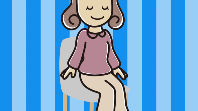 椅子で目を閉じる女子大学生のイラスト【色、背景あり】PNG