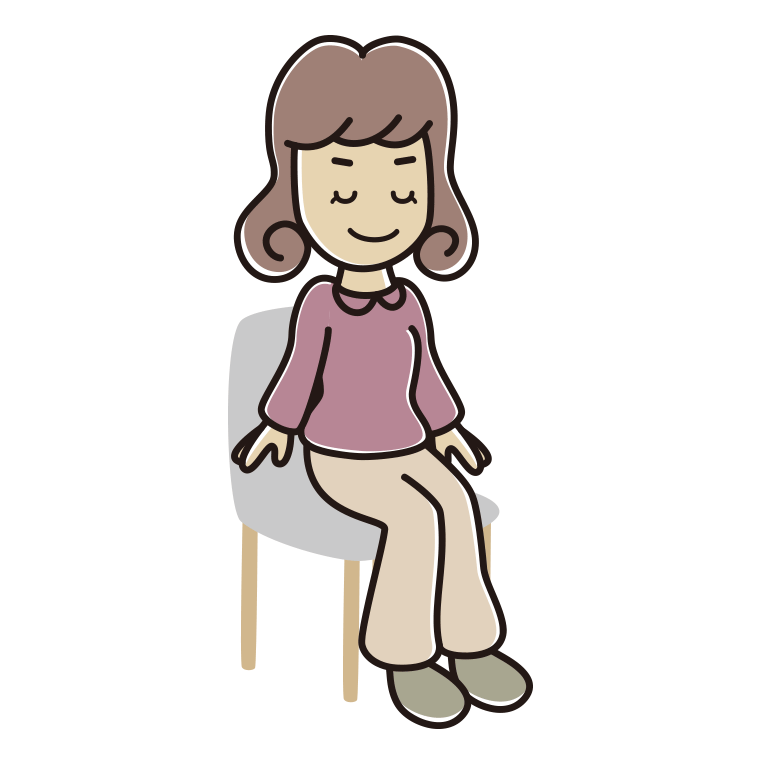 椅子で目を閉じる女子大学生のイラスト【色あり、背景なし】透過PNG