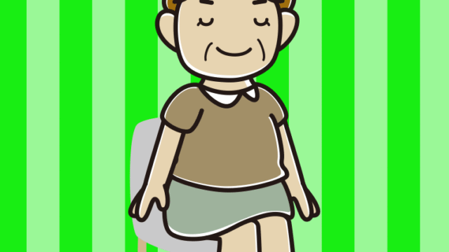椅子で目を閉じるおばさんのイラスト【色、背景あり】PNG