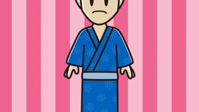 困る浴衣姿の男性のイラスト【色、背景あり】PNG