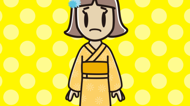 困る浴衣姿の小学生女子のイラスト【色、背景あり】PNG