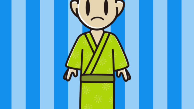 困る浴衣姿の男子中学生のイラスト【色、背景あり】PNG