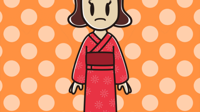 困る浴衣姿の女子高校生のイラスト【色、背景あり】PNG