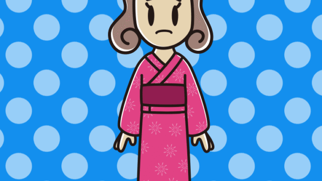 困る浴衣姿の女子大学生のイラスト【色、背景あり】PNG