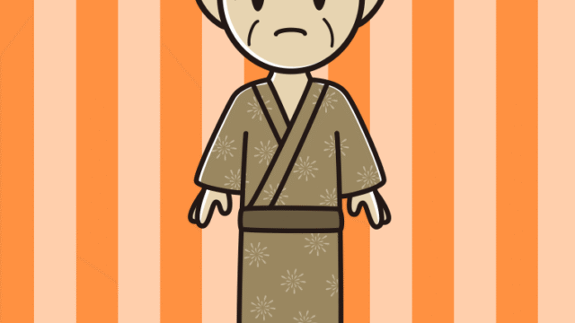 困る浴衣姿のおじいさんのイラスト【色、背景あり】PNG