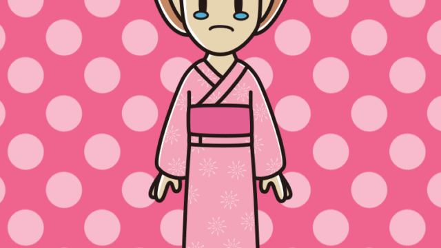 泣く浴衣姿の女性のイラスト【色、背景あり】PNG