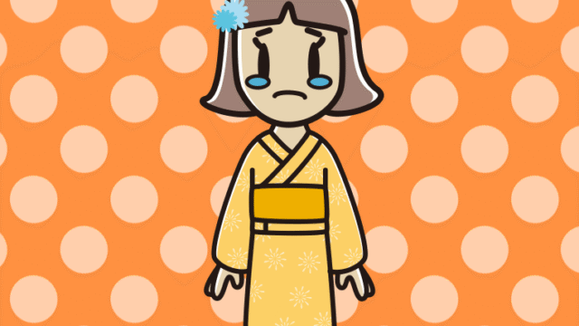 泣く浴衣姿の小学生女子のイラスト【色、背景あり】PNG