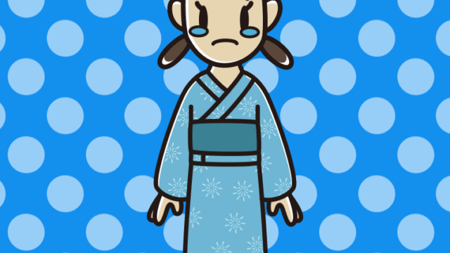 泣く浴衣姿の女子中学生のイラスト【色、背景あり】PNG