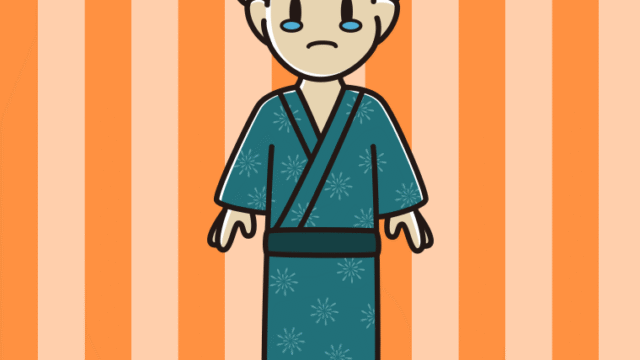 泣く浴衣姿の男子大学生のイラスト【色、背景あり】PNG