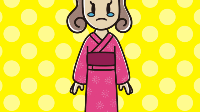 泣く浴衣姿の女子大学生のイラスト【色、背景あり】PNG