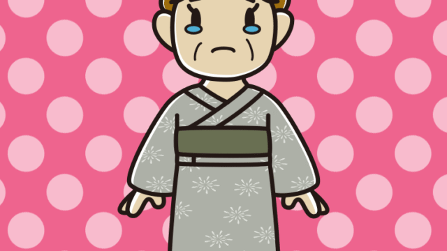 泣く浴衣姿のおばさんのイラスト【色、背景あり】PNG