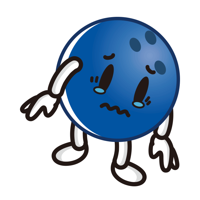 泣くボウリングボールちゃんのイラスト【色あり、背景なし】透過PNG