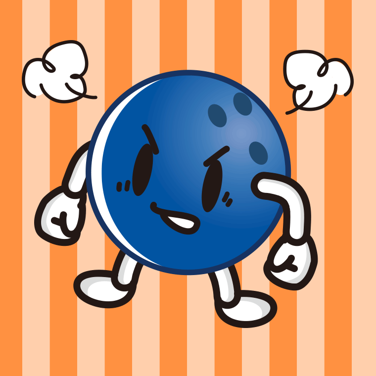 怒るボウリングボールちゃんのイラスト【色、背景あり】PNG