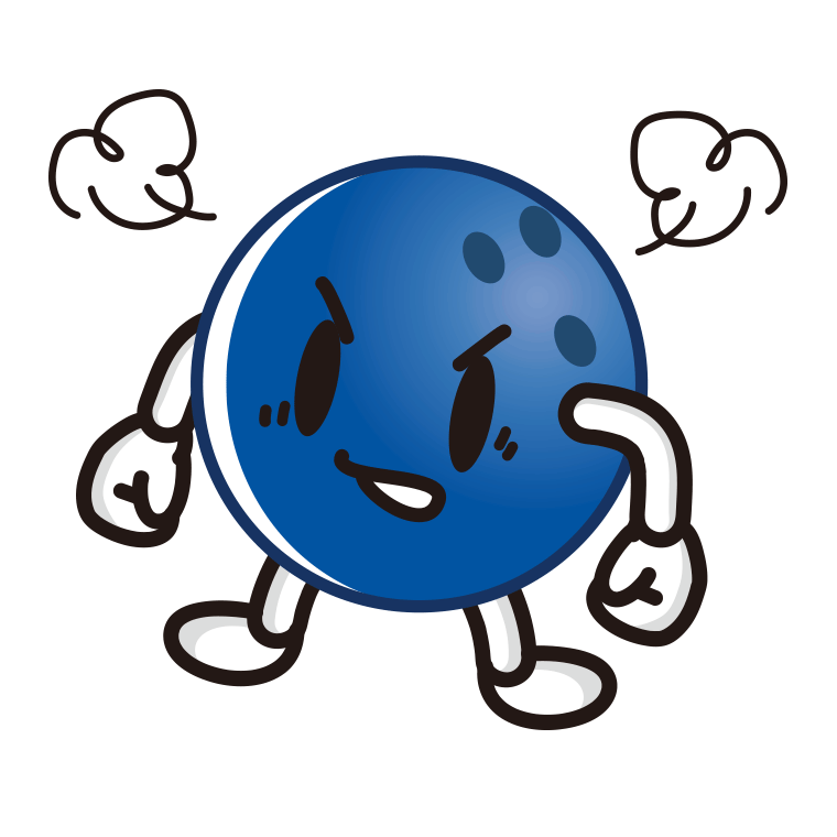 怒るボウリングボールちゃんのイラスト【色あり、背景なし】透過PNG