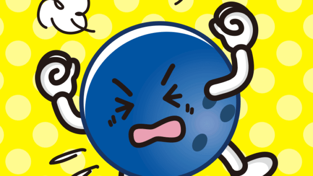 カンカンに怒るボウリングボールちゃんのイラスト【色、背景あり】PNG