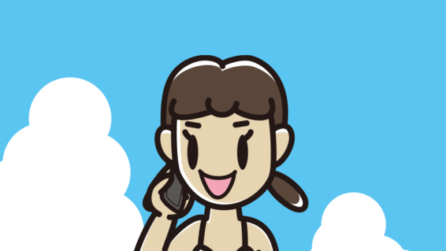 海に入ってスマホで電話する女子中学生のイラスト【色、背景あり】PNG