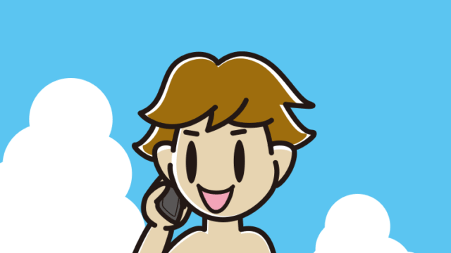 海に入ってスマホで電話する男子高校生のイラスト【色、背景あり】PNG