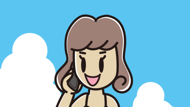 海に入ってスマホで電話する女子大学生のイラスト【色、背景あり】PNG