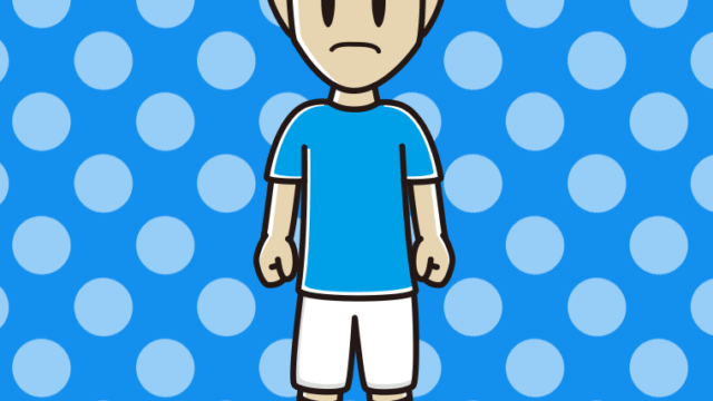 怒るサッカーのユニフォーム姿の男性のイラスト【色、背景あり】PNG