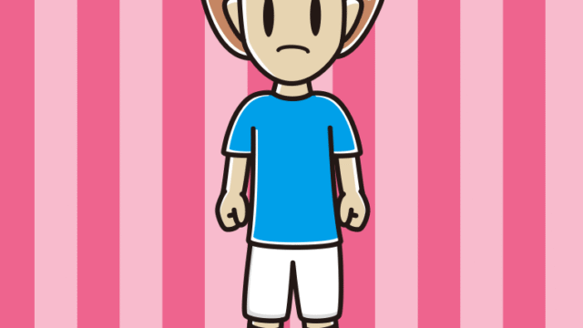 怒るサッカーのユニフォーム姿の女性のイラスト【色、背景あり】PNG