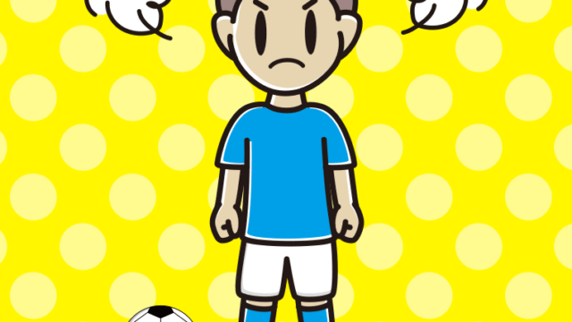 怒るサッカーのユニフォーム姿の男子中学生のイラスト【色、背景あり】PNG