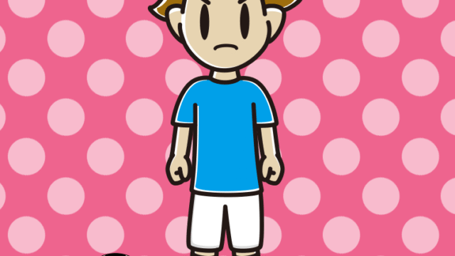 怒るサッカーのユニフォーム姿の男子高校生のイラスト【色、背景あり】PNG