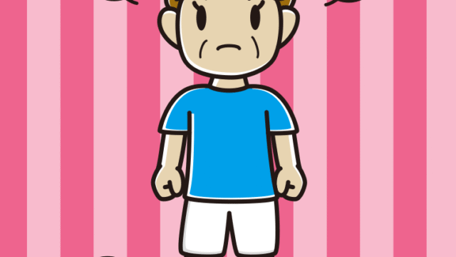 怒るサッカーのユニフォーム姿のおばさんのイラスト【色、背景あり】PNG