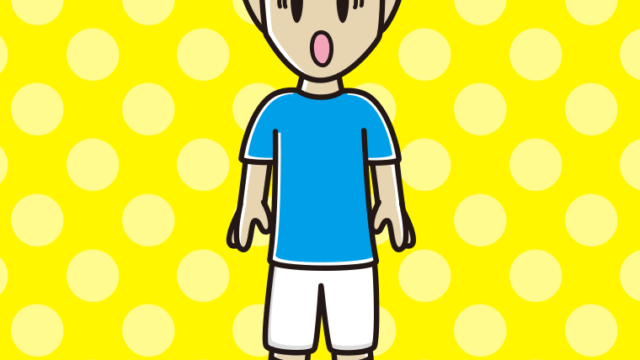 驚くサッカーのユニフォーム姿の男性のイラスト【色、背景あり】PNG