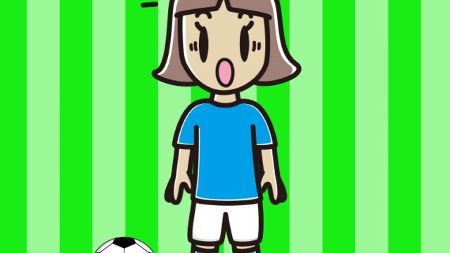 驚くサッカーのユニフォーム姿の小学生女子のイラスト【色、背景あり】PNG