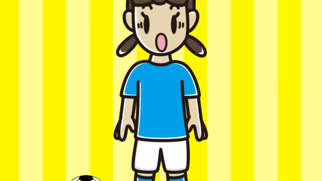 驚くサッカーのユニフォーム姿の女子中学生のイラスト【色、背景あり】PNG
