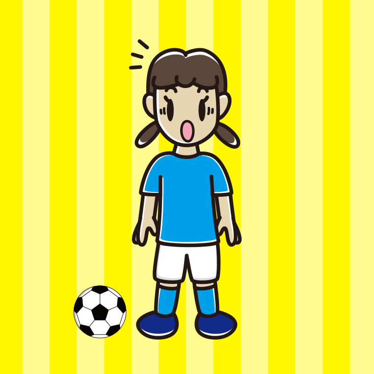 驚くサッカーのユニフォーム姿の女子中学生のイラスト【色、背景あり】PNG