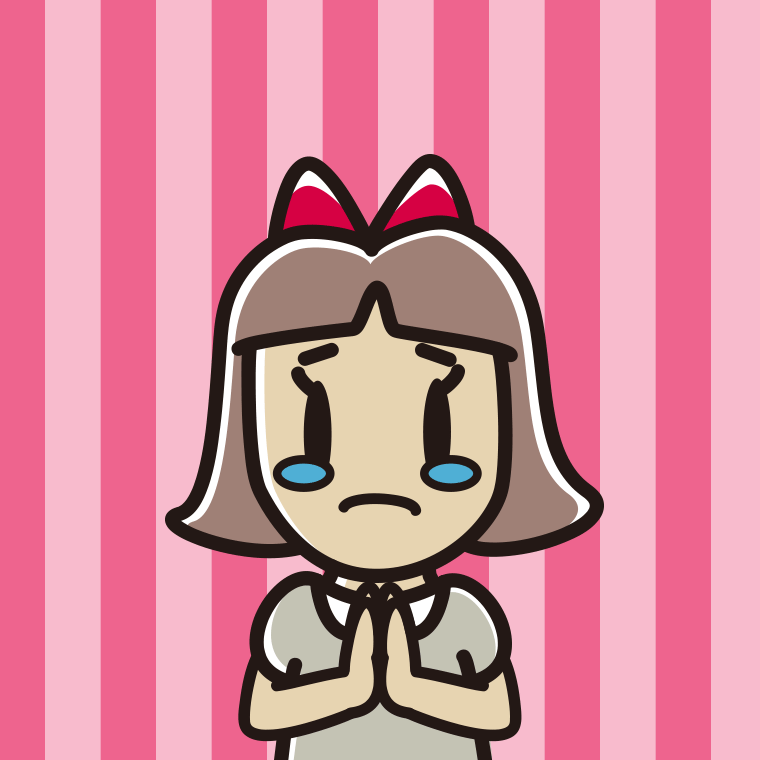 泣きながら合掌する小学生女子のイラスト【色、背景あり】PNG