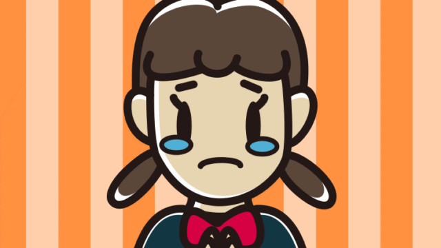 泣きながら合掌する女子中学生のイラスト【色、背景あり】PNG