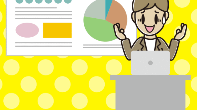 プレゼンで困る男性会社員（カジュアル）のイラスト【色、背景あり】PNG