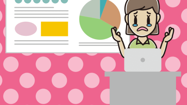 泣きながらプレゼンする女性会社員（クールビズ）のイラスト【色、背景あり】PNG