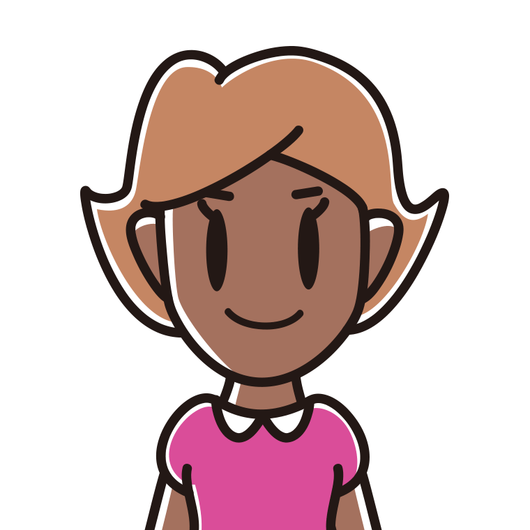 日焼けした女性のイラスト【色あり、背景なし】透過PNG