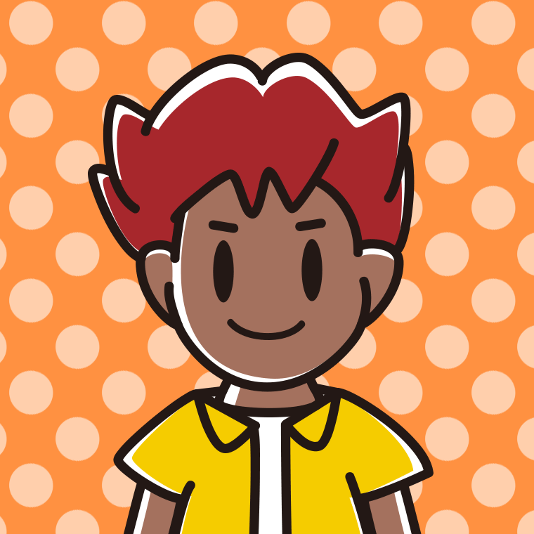 日焼けした男子大学生のイラスト【色、背景あり】PNG