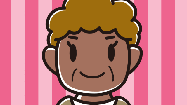 日焼けしたおばさんのイラスト【色、背景あり】PNG