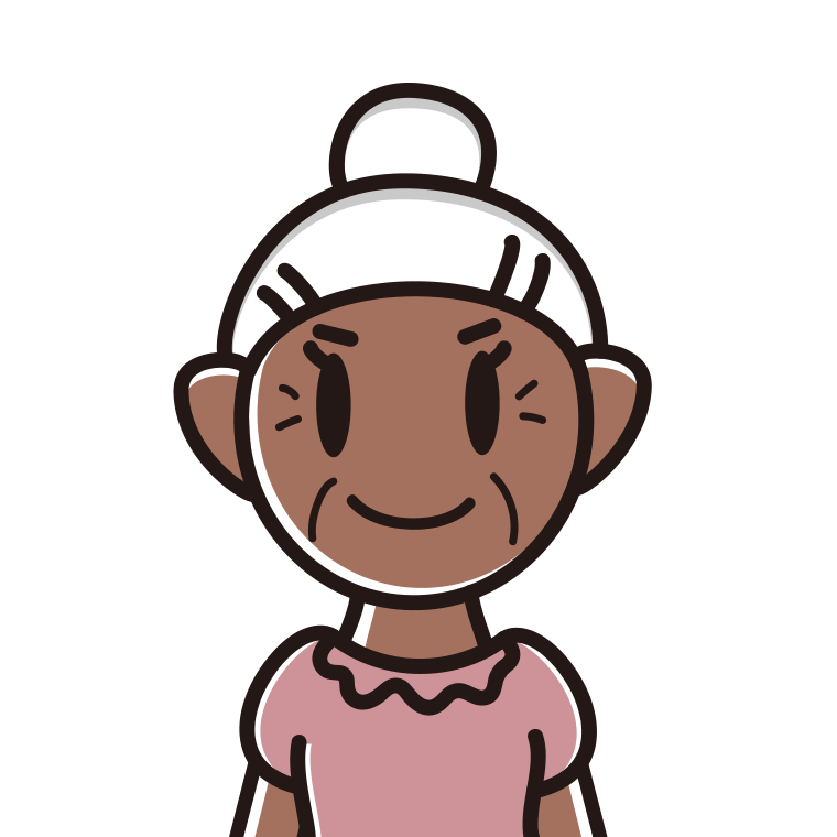 日焼けしたおばあさんのイラスト【色あり、背景なし】透過PNG