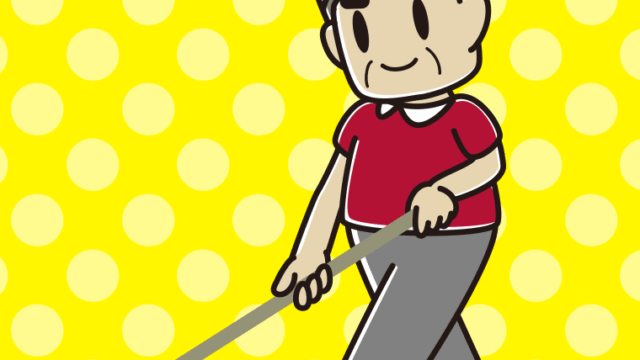 モップがけするおじさんのイラスト【色、背景あり】PNG